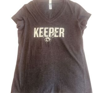 Jack Daniels Tennessee Honey Women's V-Neck T-Shirt Gray Large Bee Graphic Tee